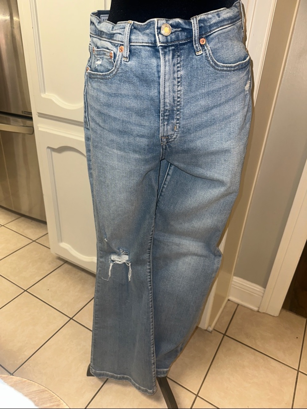 GAP Light Blue Wide-Leg Distressed Jeans